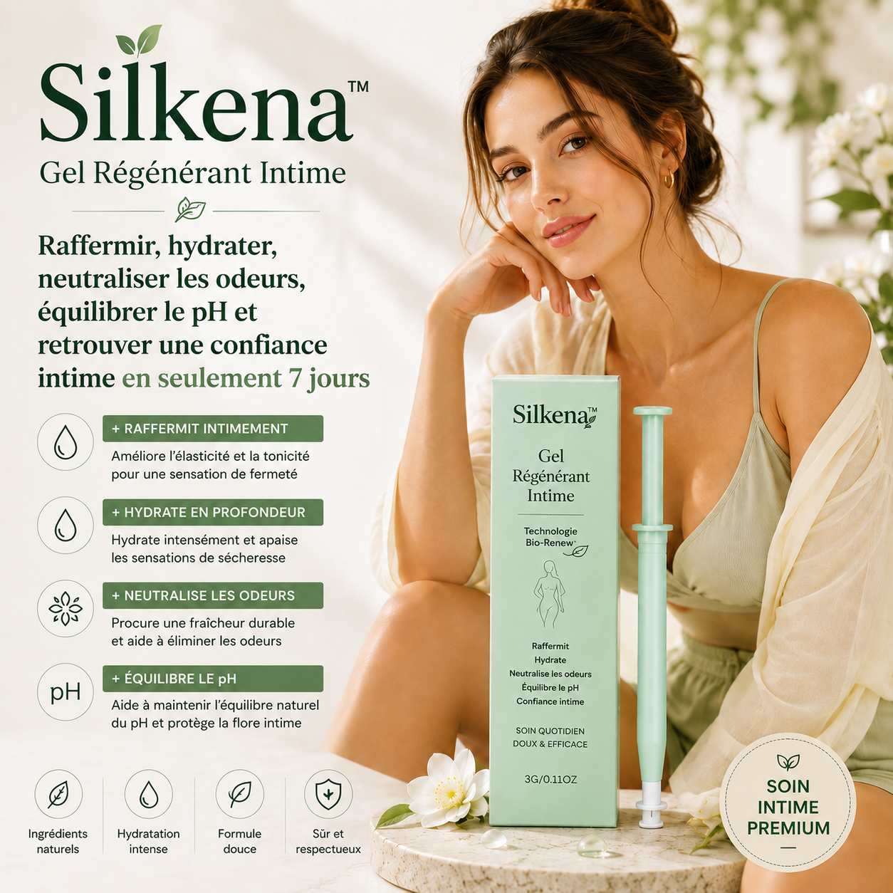 Intimate Regenerating Gel | Bio-Renew Technology to firm, moisturize, neutralize odors, balance pH and restore intimate confidence in just 7 days.